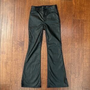 GAP Kids Black Flare High Rise Faux Leather Pants, Size 8 Slim